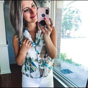 Jamaican Bay Hawaiian Sleeveless Shirt M or S